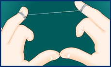 Take a length of floss equal to the distance from your hand to your shoulder